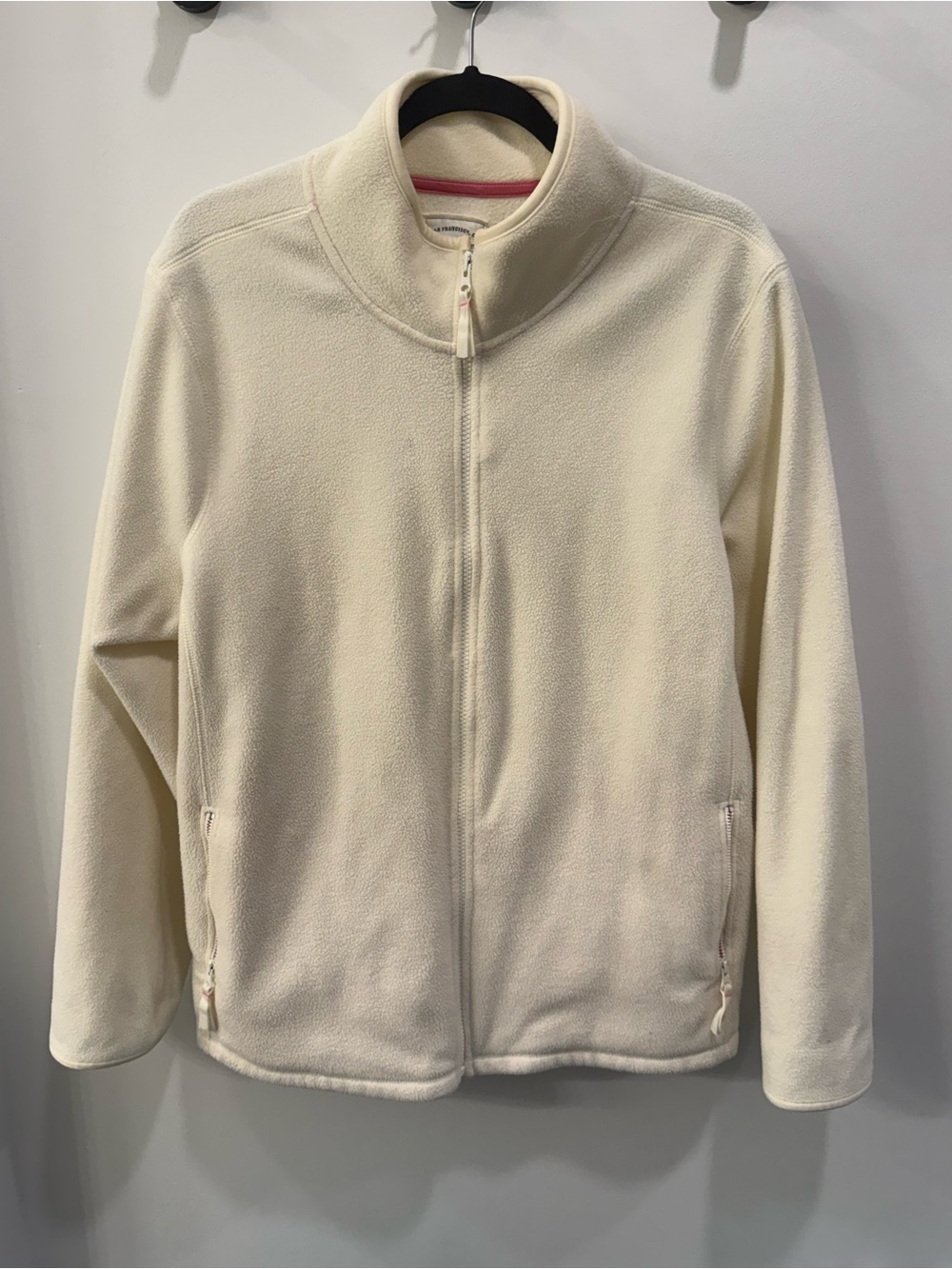 Vintage 2006 Old Navy Active Womens XXL Fleece Jacket Cream Pink Trim Y2K NWOT